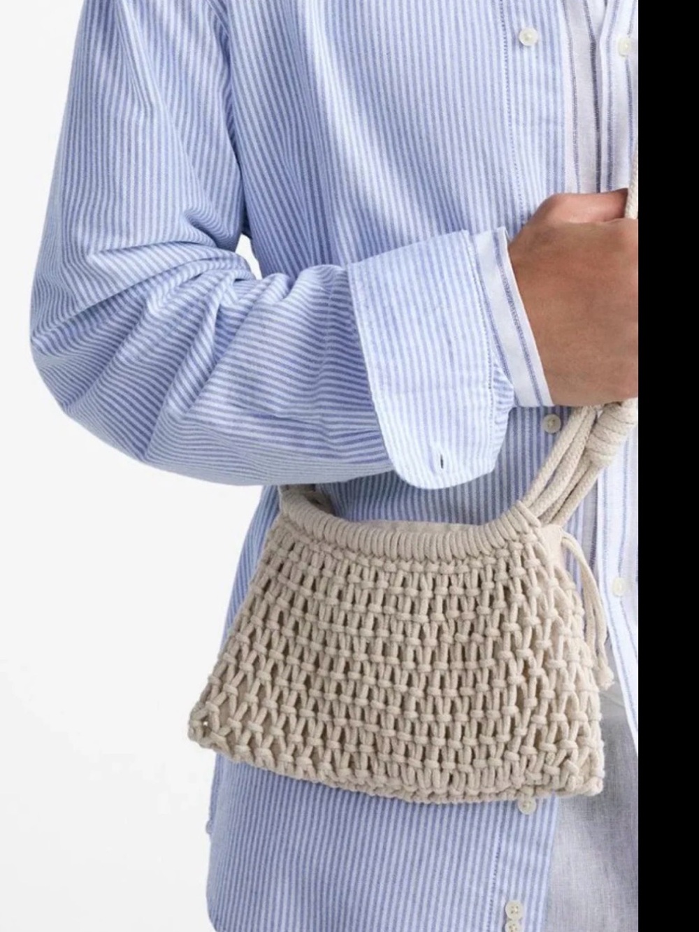 Zara Crochet crossbody  Bag in Natural Cream